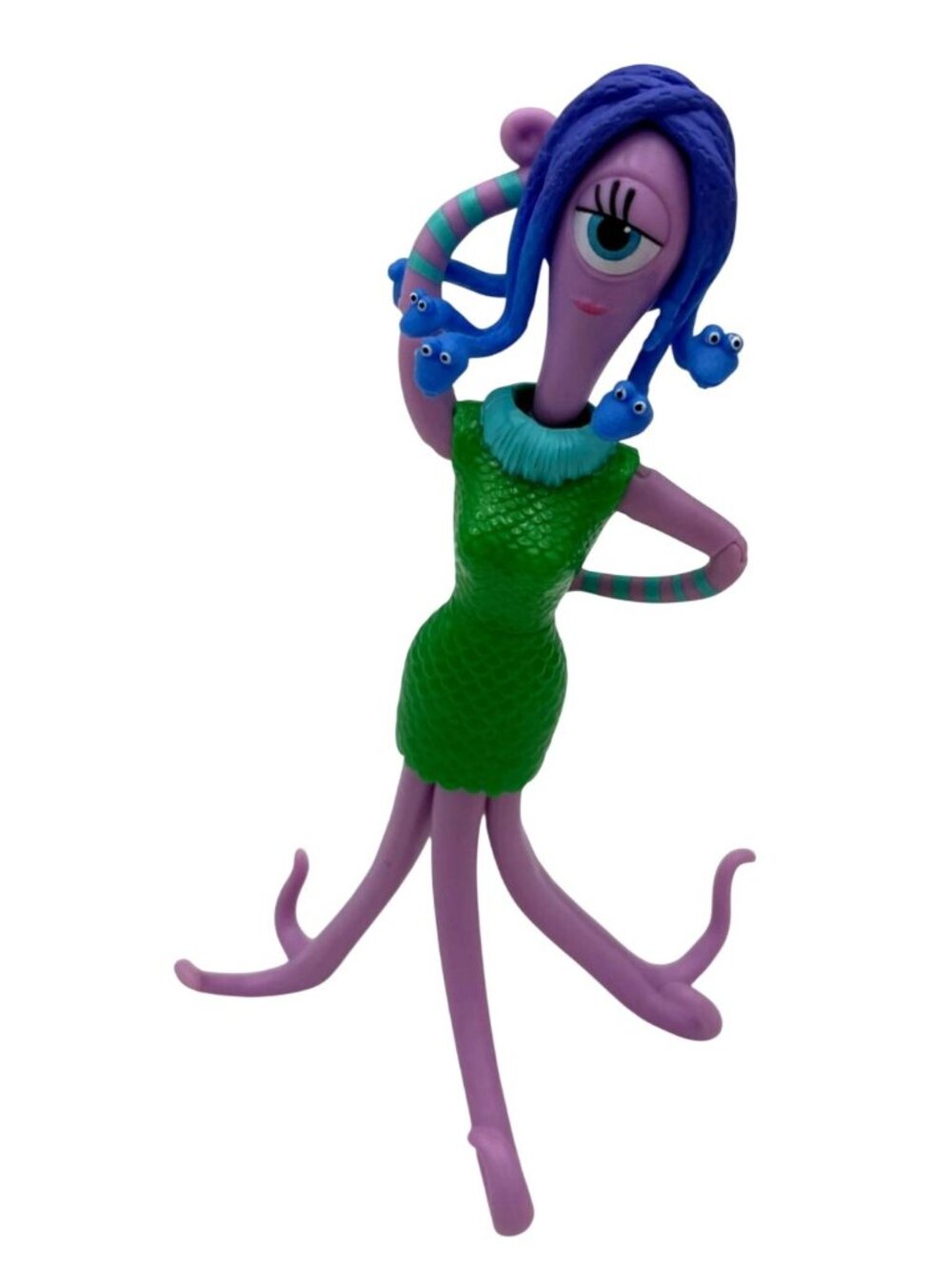 Monsters University Squishy Purple Tentacle Toy Figure Green Outfit
